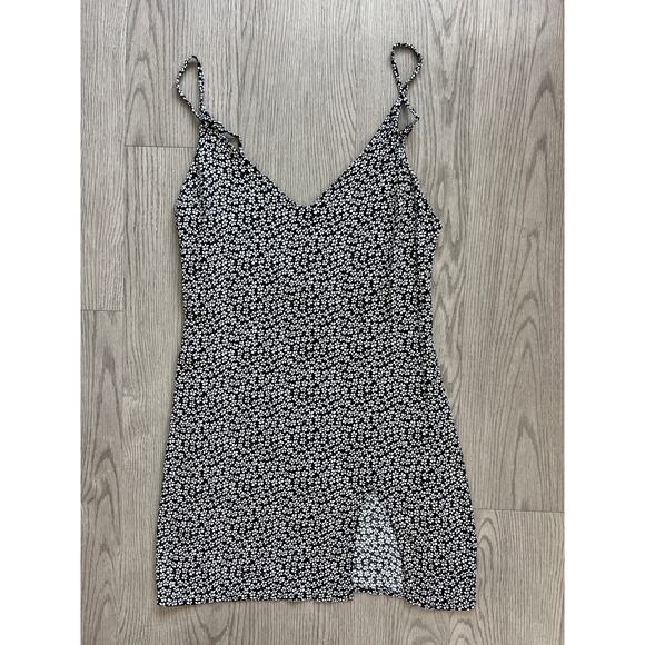 REFORMATION Marlowe Ditsy Floral Print Black & White Mini Dress Slip Dress - Picture 3 of 8